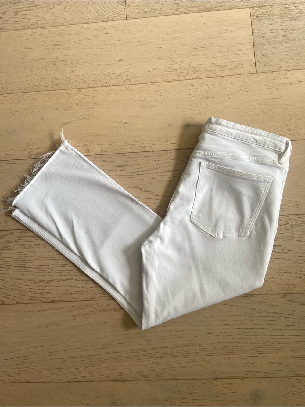ZARA TRF High Rise Straight Ankle Jeans Size 14 White Raw Hem EUC - Picture 2 of 10